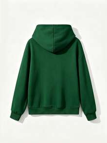 Sudadera con capucha Hombre Oversize hombros caídos estampado texto Los Angeles manuscrito número 23 grande bolsillo canguro estilo deportivo retro casual juvenil diario - Verde Oscuro - Ver 4