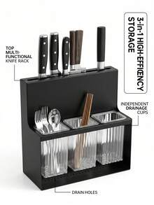 Kitchen Sink Organizer Rack, Self-Draining Kitchen Utensils And Tableware Holder, Flat Compartment Cutlery Storage Box, Kitchen Sink Knife Fork Chopstick Organizer, Flat Kitchen Utensils Storage Box, Kitchen Essential - Multicolor - View 2