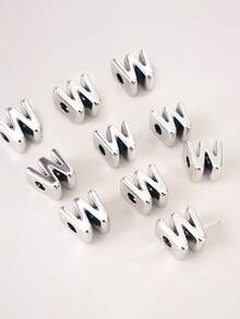 10pcs Optional Gold/Silver Large Hole 26 Uppercase Alphabet Beads Electroplated DIY Phone Chain Keychain Bag Charm Jewelry Accessories - Multicolor - View 56