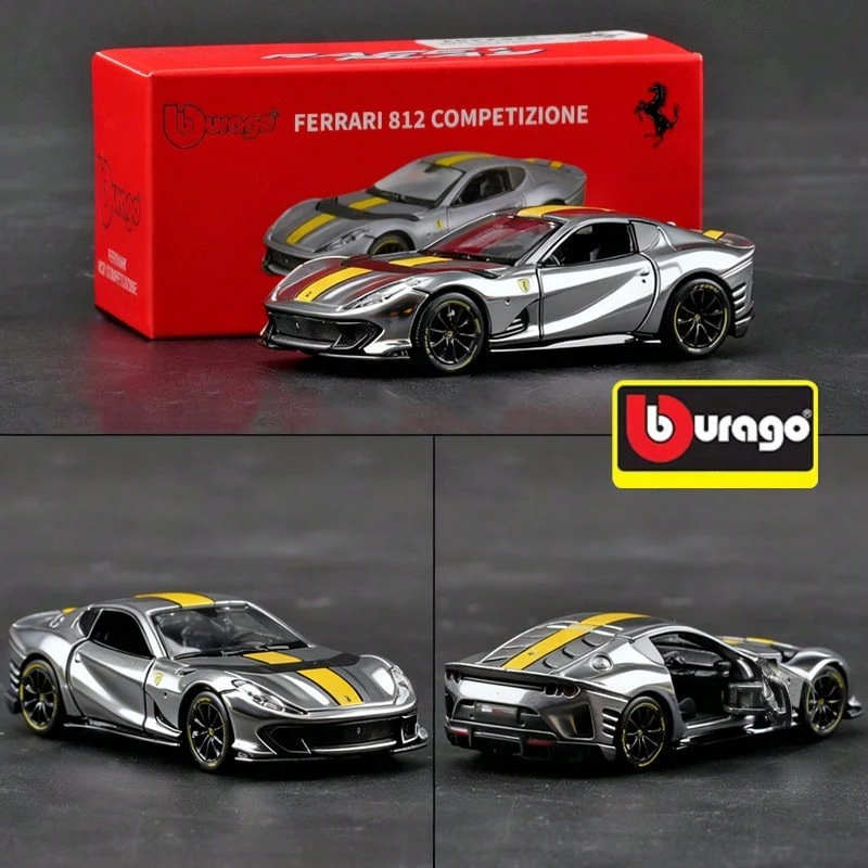 Burago 1:64 比例合金車模  812 Competizione 銀色，創意口袋車模型玩具、人偶與禮品 - 812 Competizione-Silver - 查看 1