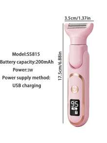 New Women's 5-Head Multi-Purpose Electric Hair Removal Device, Bikini Area & Underarm Trimmer, Portable Electric Shaver For Women, Full Body Electric Epilator, Multifunctional 5-Head Shaver For Hair And Pubic Hair Removal - Multicolor - View 2
