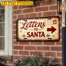 Letter To Santa Christmas Sign, Vintage Plaque, Decorative Wall Decor And Ornament, 2D Flat, Envelope Arrow Mailing Sign, Cream Red Seasonal Message Wall Decoration, Suitable For Home And Classroom Children's Letter-Writing Corner (Random Style) - A - View 7