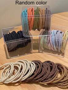 Aksesori Universal Bahan Tenun Spiral Poliester Elastis Tinggi Morandi Macaron Warna-warni Warna Solid Tanpa Pola Gaya Minimalis Dasar Elastisitas Tinggi Tahan Lama Ikat Rambut Tidak Mudah Putus Tidak Merusak Rambut Ikat Rambut Tipis Minimalis Kotak untuk Anak Perempuan, Pelajar, Perjalanan Sehari-hari, Penataan Rambut, Tali Rambut - Warna acak - View 13