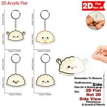 2D Flat - 4pcs Set Unisex Novel Unique Human-Shaped Dumpling Keychain, Cute Cartoon Pendant Charm For Backpacks, Purses, Fashion Wallets, Christmas Party Gift, Stocking Stuffer, Secret Santa Exchange, New Year Celebration Accessory - White - View 4
