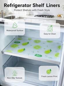 1/2/4pcs High Quality Thickened Refrigerator Mat, Washable And Reusable, EVA Material, Lemon Pattern, Suitable For Refrigerator And Kitchen Decoration, Can Be Used As Refrigerator Mat, Drawer Liner, Shelf Mat, Tabletop/Countertop Mat, Shoe Cabinet Liner And Cabinet Liner. Kitchen Essentials/Tools/Supplies/Accessories, Summer - Multicolor - View 1