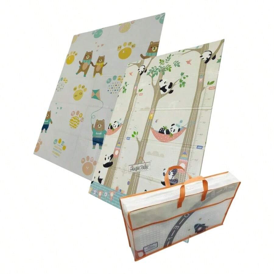 Tapete de Juego Plegable para Bebé de Espuma XPE 120 x 180 x 1 cm, Alfombra Acolchada para Gateo y Actividades Infantiles, Fácil de Guardar - Negro - Ver 1