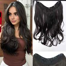 Atmospheric Layered Double C Curl Hair Extensions For Women, 1-Piece V-Shaped 5-Clip Seamless Hair Patch, Long Curly Hair Extensions - Black - View 14