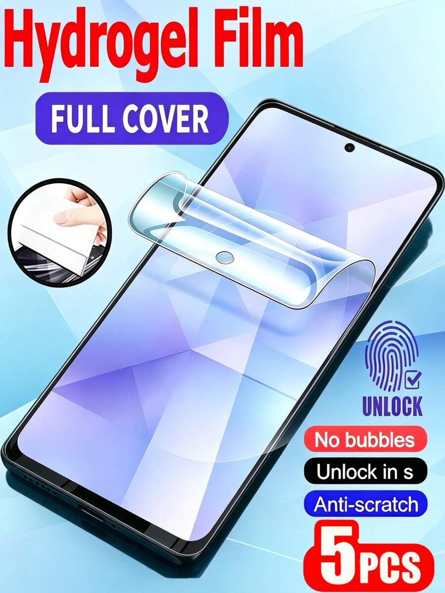 5Pcs HD Hydrogel Film Explosion Proof And Scratch Resistant Mobile Phone Screen Protector Compatible With Xiaomi 15T 14T 17T Poco X8 M8 X7 M7 Note 17 15 14 Pro 13 Pro+ Flexible Scratch Automatic Repair Supports Fingerprint Recognition Phone Protective Film Soft Film Non Glass