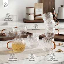 12/6/4/2pcs 100ml Clear Rose Kung Fu Glass Tea Cups, Small Tea Cups, Glass Cups With Handle, Coffee Cups, Suitable For Home Gathering, Kitchen, Living Room, Club - Clear - View 2