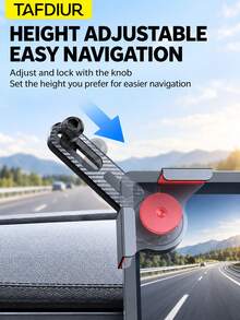 TAFDIUR 1pc ABS + Alloy Material Black Magnetic Phone Car Mount, Easy & Quick Installation On Center Console Screen, Adjustable Extendable Arm For One-Handed Placement, Suitable For Driver Navigation/Music/Calls - Multicolor - View 8
