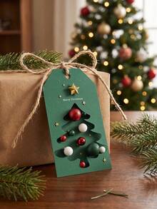 36pcs Christmas Pine Tree & Gold Star Gift Tags - Holiday Hang Tags, Suitable For Packaging And Gift Box Decoration, Rustic Style Gift Wrapping | Artistic Gift Tags | Natural Jute Rope Tags - Multiple Styles - View 1