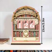 1PC Book Reading Tracker - Vintage Book Counter Display & Reading Log With Trackable Bookshelf Decor - Librarian, Teacher, Book Lover Gift Token (Christmas) - For Desk Or Library Display - Multicolor - View 9