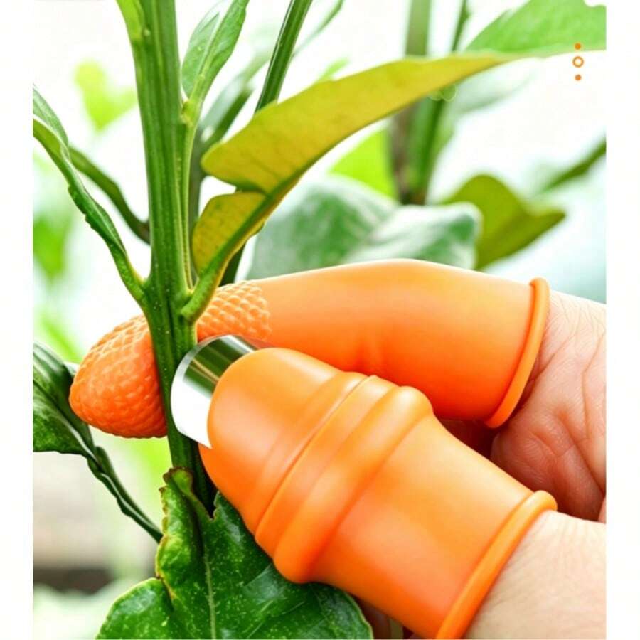 1/ 3pcs Silicone Thumb Cutter Set (Thumb Knife, Finger Sheath)-Stainless Steel Blade For Gardening, Plant Care And Picking; Ergonomic Design, Durable Silicone - Multicolor - View 1
