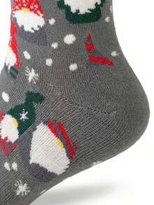 Men's Mid-Calf Socks, Warm Autumn/Winter Style; Cute Christmas Elf And Snowflake Holiday Pattern, Couple Exclusive Christmas Theme Mid-Calf Socks, Suitable For Holiday Outfits (1/3/5 Pairs) - Multicolor - View 6