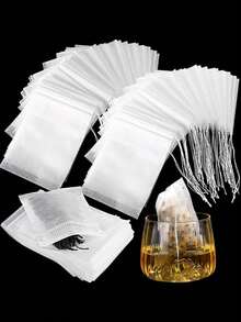 100/200 Pcs Tea Filter Bags, Drawstring Empty Tea Infuser, Disposable Tea Infuser, With Drawstring Empty Tea Bags, Suitable For Loose Leaf Tea, Spices, Coffee, Teaware, Kitchen Utensils - White - View 1