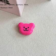 Solid Color Dripping Oil Smiling Face Acrylic Bear Head Pendant DIY Handmade Keychain Bag Hanging Accessories Gift Matching - Multicolor - View 31