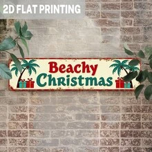 Hiasan Natal Logam Vintage 2D Datar, Tema Pantai Tropis, Sempurna untuk Dekorasi Dinding Rumah, Ruang Tamu, atau Lorong Anda. Ukuran: 3,93 x 15,74 Inci. (Gaya Acak) - A - View 3