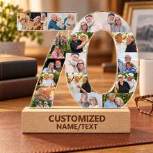 1pc Custom Photo Collage Number Ornament, Personalized Acrylic Tabletop Keepsake, Meaningful Milestone Gift For Birthday, Anniversary, Wedding, Graduation, Retirement, Family Memory Display, Home Shelf And Desk Decoration - Multicolor - View 18
