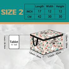 1pc 2DFat. Thickened Foldable Zipper Storage Box, Light Pink Gentle Snowman Christmas Full Print Design, Can Store Clothes, Bedding, Nail Tools, Holiday Sundries, Fits Under Bed, Suitable For Book Organization, Car Trunk Storage, Cosmetics, Hair Styling Tools, Office, Home Organization, Blankets, Daily Small Items Large Capacity Storage, Wardrobe Placement And Moving Packing, Zipper Closure Secure Reinforced Handle Durable - Multi-color - View 12