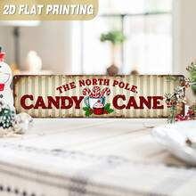2D Flat, 1pc Vintage Candy Cane Metal Sign - Large Vintage Christmas Wall Decor With Candy Cane Stripes, Durable Iron Material, Suitable For Home, Bar, Store - North Pole Theme Holiday Decoration And Gift Idea (Random Style) - A - View 3