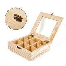 9 Compartments Storage Box Organizer Wooden Sugar Bag Container Wooden Tea Bag Jewelry Accessories Organizer Brooch Organizer - As Picture - View 8