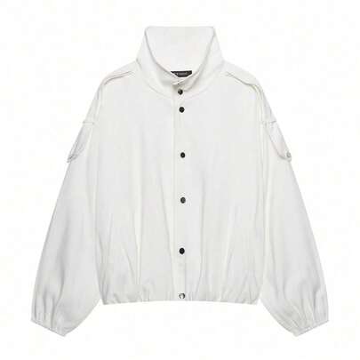 Camellia Automne Nouvelle Veste Femme Style Européen et Américain Minimaliste Mode Polyvalente Col Droit