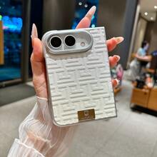1pc Cute Multi-Color Silver Edge Geometric Gradient Leather Texture Popular Fashion Apple Phone Case Folding Phone Case Protective Cover Smart Phone Case Fashion Phone Cover Lightweight Shockproof Anti-Slip Smart Phone Case Compatible With Apple Duo - Multicolor - View 16