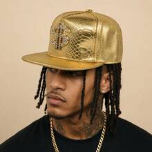 1pc Men's Dollar Metal Logo Flat Brim Hip Hop Cap, Leather Party Spring/Autumn Trucker Hat, Large Head Circumference Streetwear Baseball Cap - Multicolor - View 3