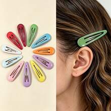 15pcs Random Color Elegant Cute Water Drop Shaped Snap Hair Clips Set - Durable New Year Holiday Hair Accessories, Perfect For Various Celebration Occasions - Multicolor - View 1