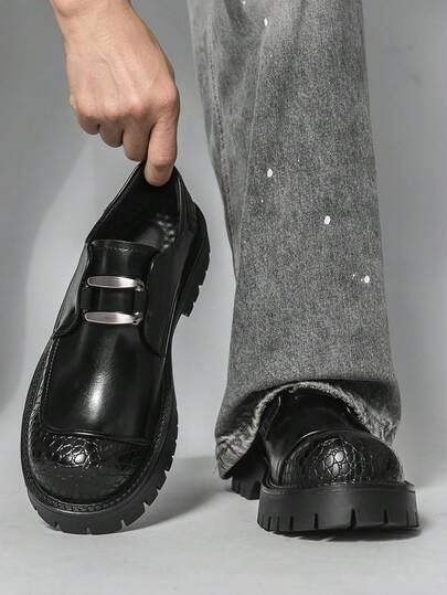 Men's Loafers With Metal Buckle Decor, British Style Business Office Formal Shoes, PU Soft Sole Gentleman Derby Shoes, Soft Artificial Leather, Spring Breathable Oxford Shoes, Brand-Like Feel, Patent Leather Shiny Finish, Pointed Toe Slip-On Fashion Comfortable Boss Shoes, No Lace, Winter Thick Sole Height-Increasing Versatile Flat Shoes, Casual Driving Loafers, Summer Groom Wedding Dress Shoes, Social Slip-On Portable High Heel Shoes, Oriental Men's Shoes, Banquet Club Party Dress Shoes, Luxury Youth Casual Shoes, Autumn Spring 2026 New Commute Social Stage Performance Shoes