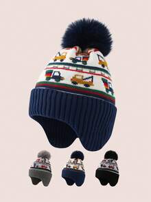 1-Piece Set Of Cute Knitted Car-Shaped Children's Wool Hats, Fleece-Lined And Thickened, Suitable For Boys And Girls, Perfect For Outdoor Wear And Everyday Warmth In Autumn And Winter. - Multicolor - View 2