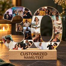 1pc Custom Photo Collage Number Ornament, Personalized Acrylic Tabletop Keepsake, Meaningful Milestone Gift For Birthday, Anniversary, Wedding, Graduation, Retirement, Family Memory Display, Home Shelf And Desk Decoration - Multicolor - View 15