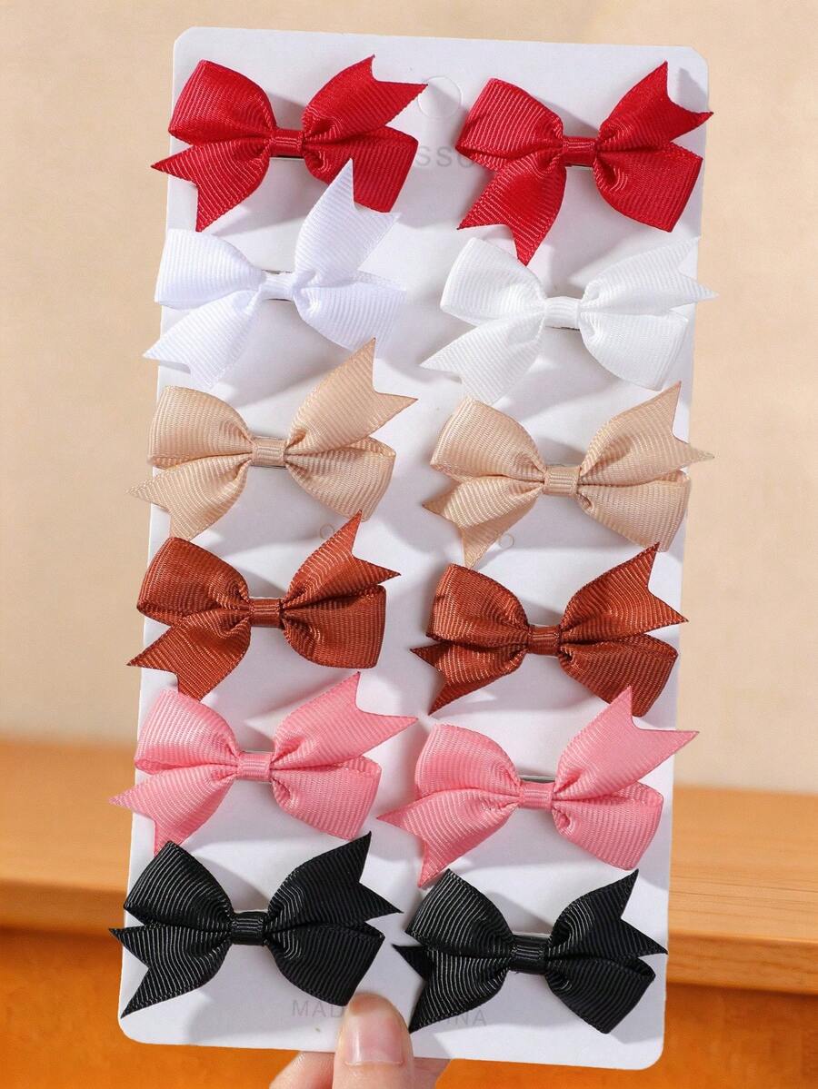 12pcs Women's Casual Minimalist Basic Bow Hair Clips, Crocodile Skin ...