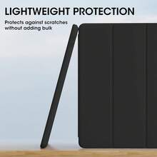 Triple Fold Tablet Protective Cover, Suitable For IPad 11 Generation Tablet Protective Cover, A16 Case, Intelligent Sleep Wake-Up, All Inclusive Anti Fall And Shockproof, Fashionable PU Leather, Simple Solid Color Case, Suitable For IPad 9 Generation, 8 Generation, Air11, 10 Generation Tablet Protective Case, Compatible With Samsung Galaxy Tab Tablet Protective Case - Black - View 6
