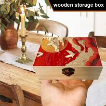 1pc Chinese Style Wooden Storage Box With Crane And Peony Pattern, Gift Storage Box, Small Accessory Organizer, Jewelry Storage Commemorative Box, Souvenir Storage Box, Home Decor, Asian Style Decoration - Multicolor - View 1