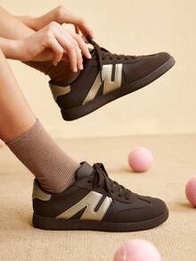 TCVC Sepatu Olahraga Kasual Harian Wanita dengan Desain Blok Warna, Sepatu Sneaker Olahraga yang Serbaguna dan Nyaman - kopi - View 8