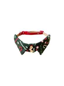 Christmas Adjustable Pet Collar, Suitable For Cats And Small Dogs, British Style Christmas Gingerbread Man Plaid Pattern, Pet Christmas Gift, Pet Holiday Party Outfit - Multicolor - View 13