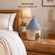 Creative Home Storage Basket With Lid, Woven Rope Storage Box With Door And Window Design, Suitable For Children's Toys, Socks And Toiletries. Multi-Scenario Storage Box, Suitable For Bedside, Bathroom And Closet. Suitable For Parents And Minimalist Home Room Decor Storage Bucket, Space-Saving. - Multicolor - View 8