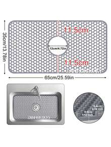 1pc Kitchen Sink Mat, Honeycomb Hollow Drainage Pad, Dish Sink Protector Mat With Drain Hole, Anti-Scratch Anti-Slip Sink Liner - Multicolor - View 10