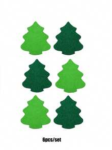 1 Set Felt Christmas Tree Coasters, Suitable For Winter Holiday Drinks, Heat-Insulating Coasters, Can Be Used As Desktop Decoration, Suitable For Home, Kitchen, Bar Or Dining Table, Perfect For Christmas Party Decoration - Multicolor - View 12
