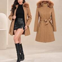 Women Winter Coats - Coffee Brown - View 6