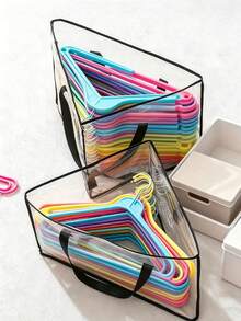XD Large Capacity Clothes Hanging Storage Bag, Triangular Storage Bag, Space-Saving Bathroom Organizer, Neat Storage Basket, Large Capacity Foldable Zipper Travel Storage Bag, Closet Storage Bag - Multicolor - View 7
