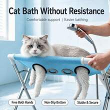1pc Foldable Pet Grooming Stand (60*40*33cm), Portable Elevated Pet Bathing Rack With Breathable Mesh Tabletop, Suitable For Dog And Cat Bathing, Drying, And Grooming, For Large, Medium, And Small Dogs And Cats, Stable Fixed Pet Bathing Accessory - 60*40*33cm - View 2