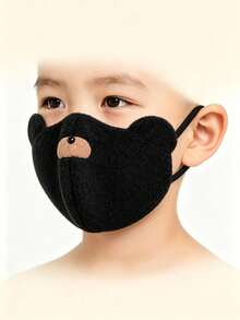 1PCCute Bear Ear Plush Winter Face Cover Soft Fuzzy Windproof Warm Fashion Accessory For Small Face - Multicolor - View 2