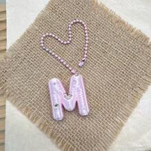 You Can Make Your Own White Diamond Letter Car Rearview Mirror Hanger. It Features A Silver Bead Chain Design, With An Elegant Shiny Cream Texture. It Can Be Easily Hung On The Car's Rearview Mirror And Is A Charming Interior Decoration For Your Car. - Letter Pendant - View 51