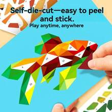 1pc Sticker Puzzle - Children's 3D Geometric Collage Sticker, Handmade DIY Intellectual Puzzle Sticker, Focus Early Education Educational Toy, Educational Activity Book, Suitable For Adults, Cultivate Creativity And Motor Skills, Includes Animals, Shapes, Colors - Birthday, Christmas, Halloween Gifts - Multicolor - View 3