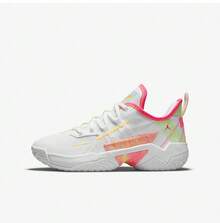 NIKE JORDAN One Take II Unisex White Pink Neon Basketball Shoes | Hyper Pink Green Contrast Color Summer Neon Court Style CZ0840-163 - Multicolor - View 1
