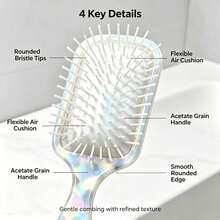 Acetate Air Cushion Hair Brush, Paddle Detangler Comb For Scalp Massage Wet Dry Hair - Multicolor - View 3