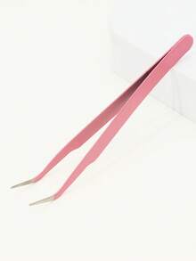 Rose Red Simple Eyelash Tweezers, Straight And Curved Head Design, Two Tweezer Head Options, Fine Design, Easily Meets Various Needs. Thickened Steel, High Hardness, Good Elasticity, Durable. Equipped With A Protective Cap To Prevent Hand Injury - Hot Pink - View 2