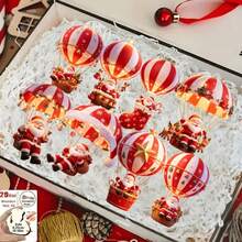2D Flat, 8 Hot Air Balloon Santa Claus Design Pattern Holiday Pendant, - Perfect Holiday Gift Decoration For Home & Garden, Suitable For Tree, Home, Party & Holiday Gifts - Festive Atmosphere Decoration | Christmas Tree Decoration | - Christmas Tree Decorations - View 7